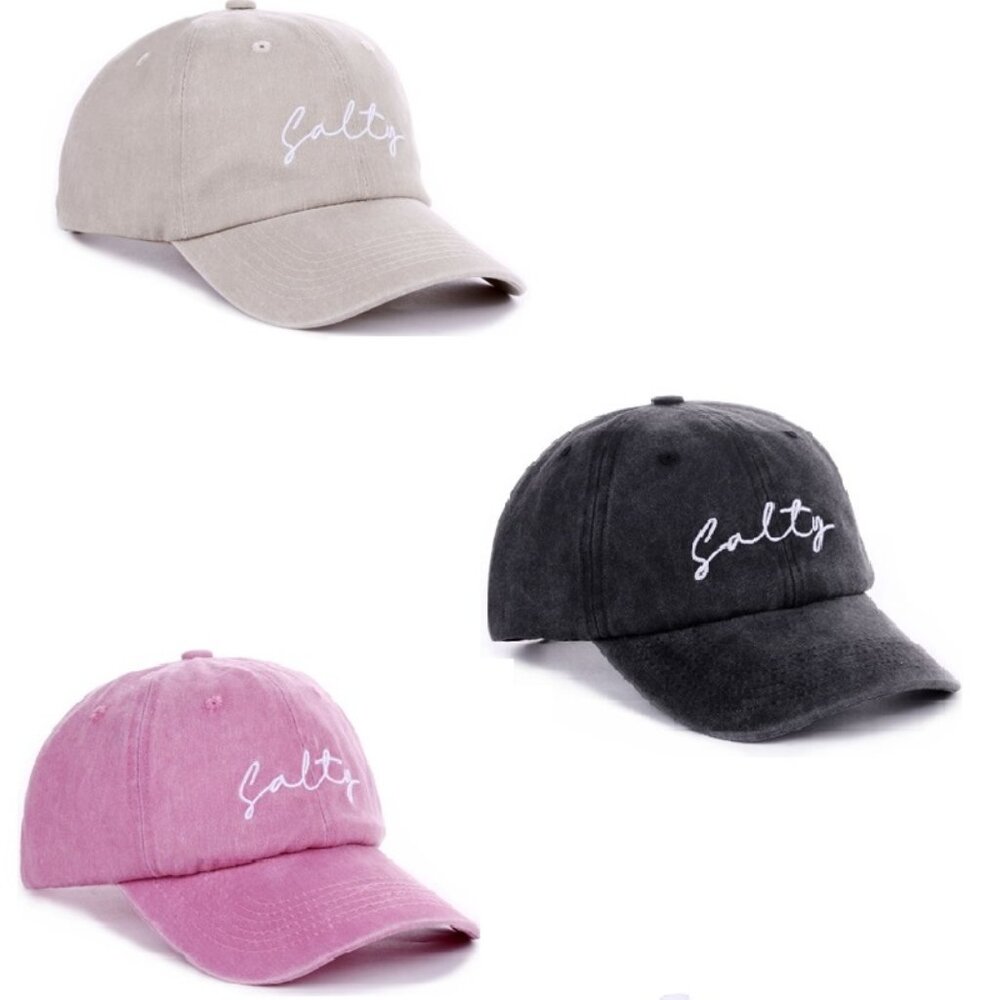 Zenana Salty Embroidered Mineral Wash Cotton Pink Baseball Cap Hat - Picture 5 of 7